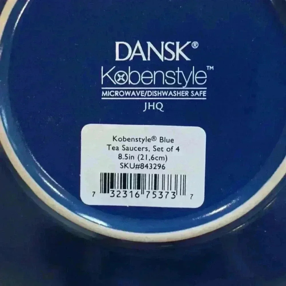 Dansk Kobenstyle Set Of 4 Saucer Plates 8.5" Blue & White New In Box - Picture 9 of 15